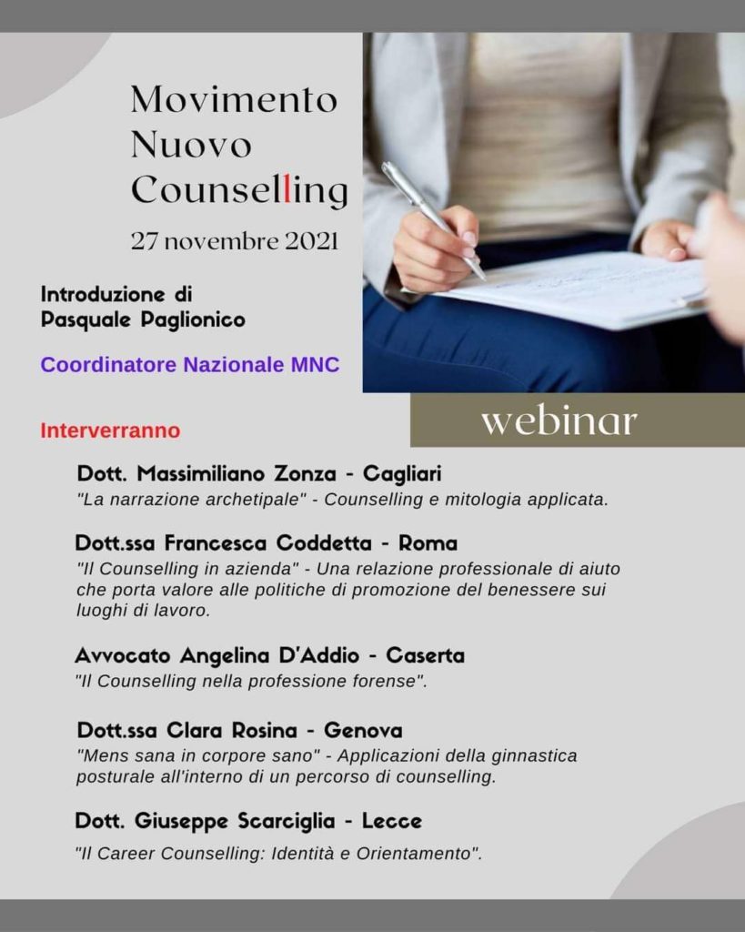 Primo webinar Movimento Nuovo Counselling